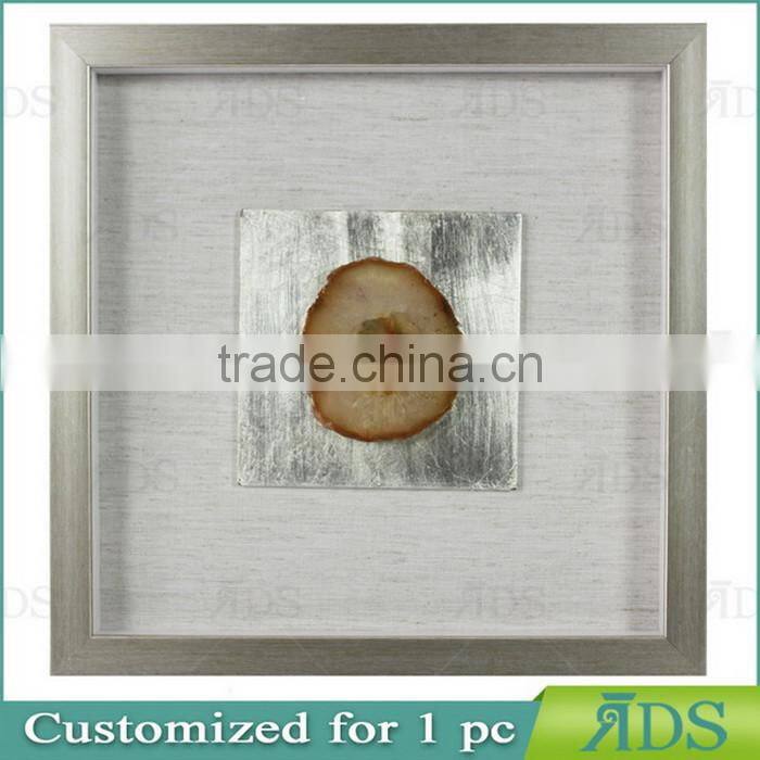 Wooden Shadowbox Frame with Colorful Agate Stone Under Glass