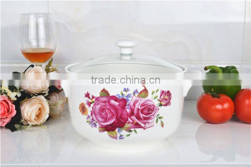 8" ceramic cookware pot safe for microwave with glass lid