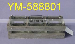 Garden product glass candle holder,Wooden Candle Holder