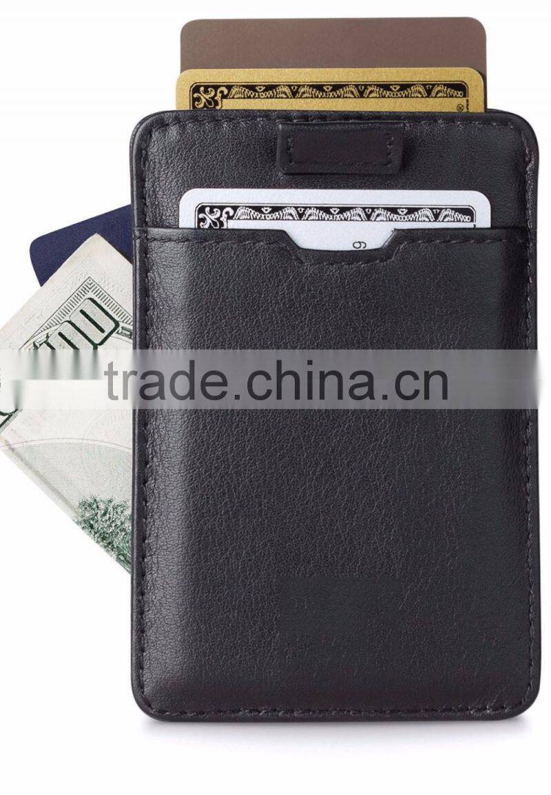 Italian Leather Ultra Thin Card Holder Slim Card Sleeve Wallet with RFID Protection