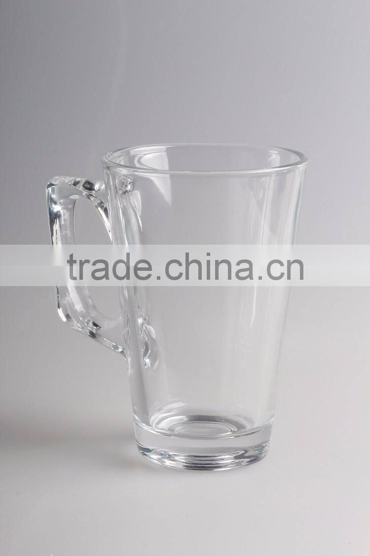 Custom logo printed clear cheap 16oz glass coffee mugs wholesale