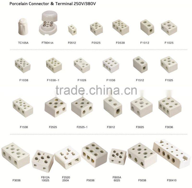 Ceramic wire connector/porcelain terminal block/cable connecting