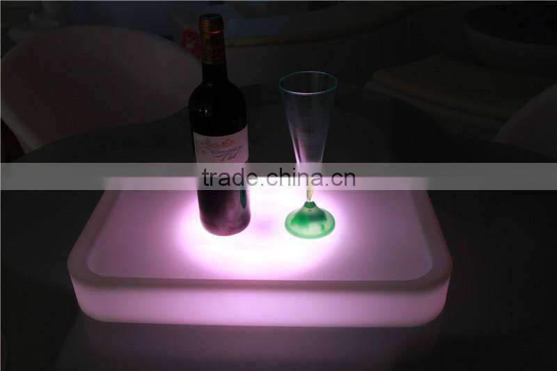 Wireless remote control bar and club used illuminated round mini bar tray led tray