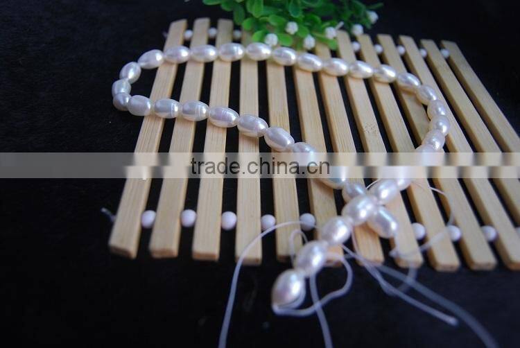 8-9mm white rice shape freshwater pearl strand