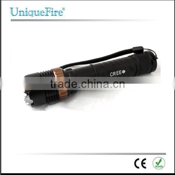 uniquefire rechargeable adjustable focus flat 3.7v 300 lumen led torch