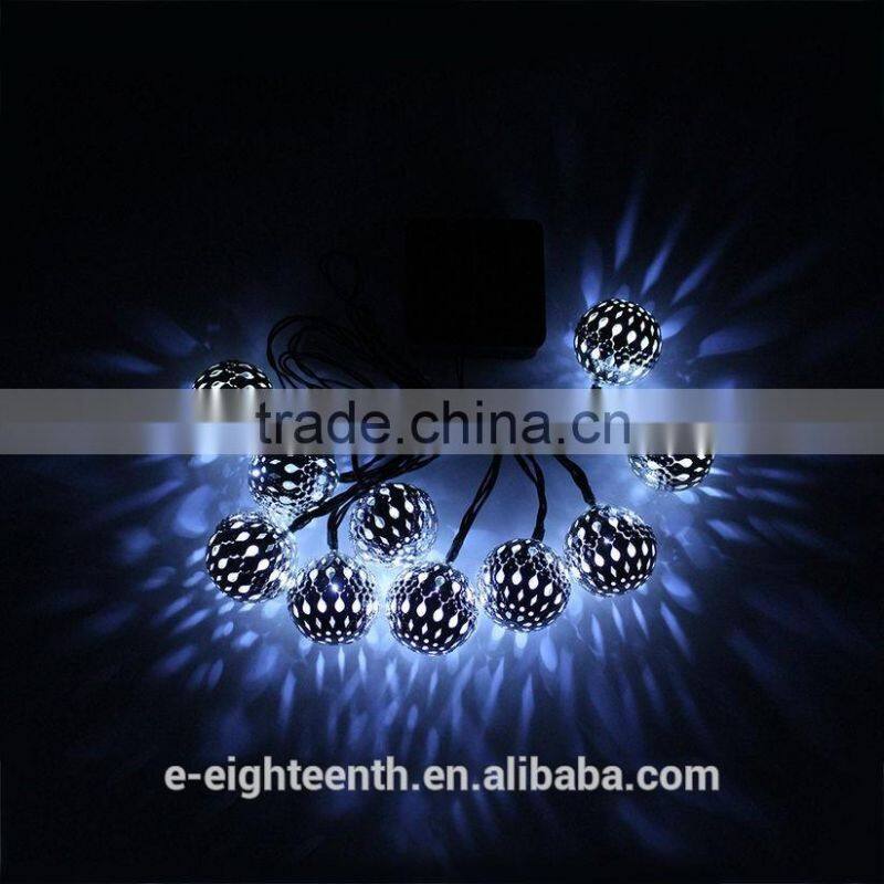 2016 new arrival 10 LED Moroccan ball Solar Garden String Lights Lamp for christmas outdoor garden party