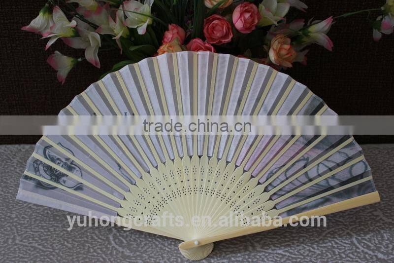 Customized fabric folding fan made of nature bamboo