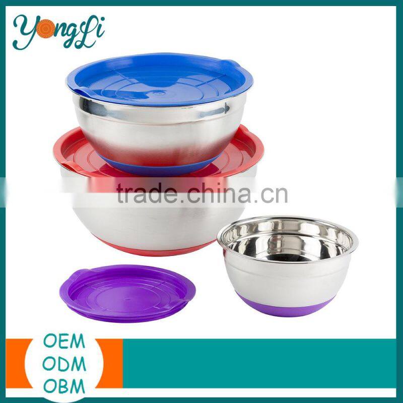 Personalized Kitchen Helper Silicone Bottom Stainless Steel Mixing Bowl Set