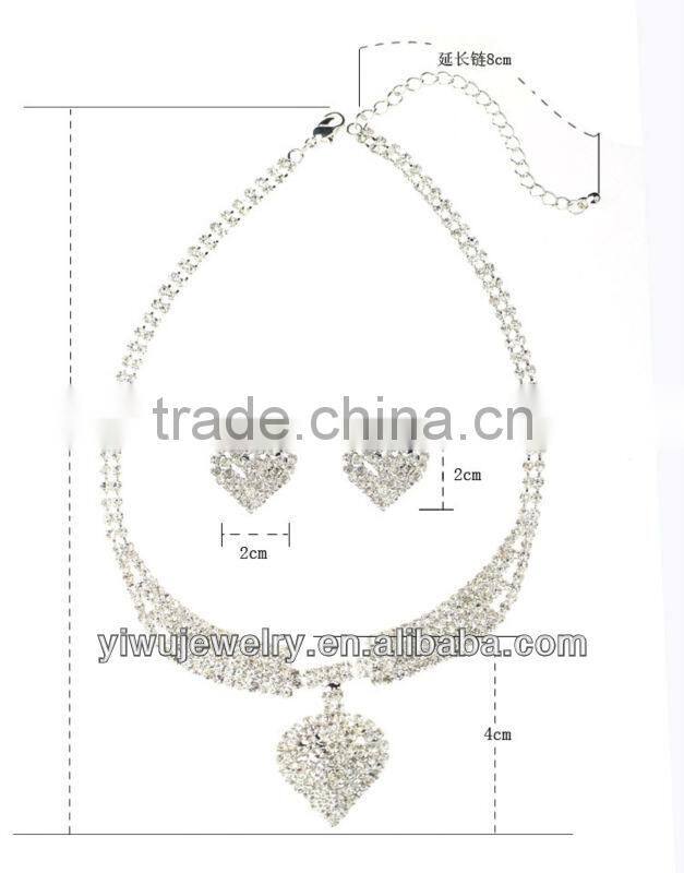 Rhinestone And Crystal Wedding Decoration Heart Fashion Bridal Jewelry Set