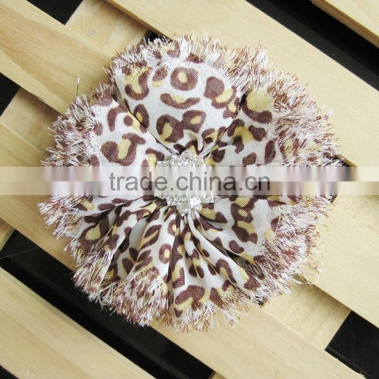animal chifon flower with rhinestone in center for kids hair accessories