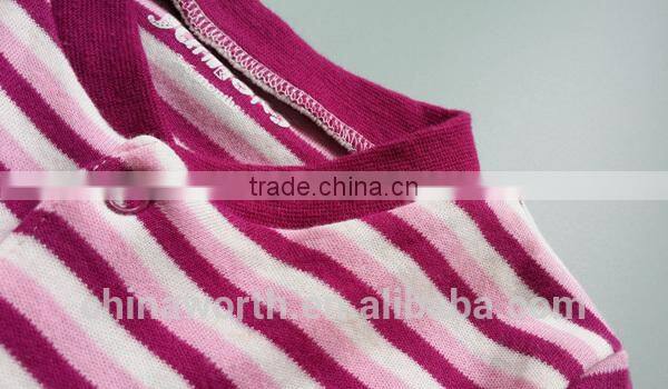 Autumn baby clothing striped 100% cotton embroidered footed romper