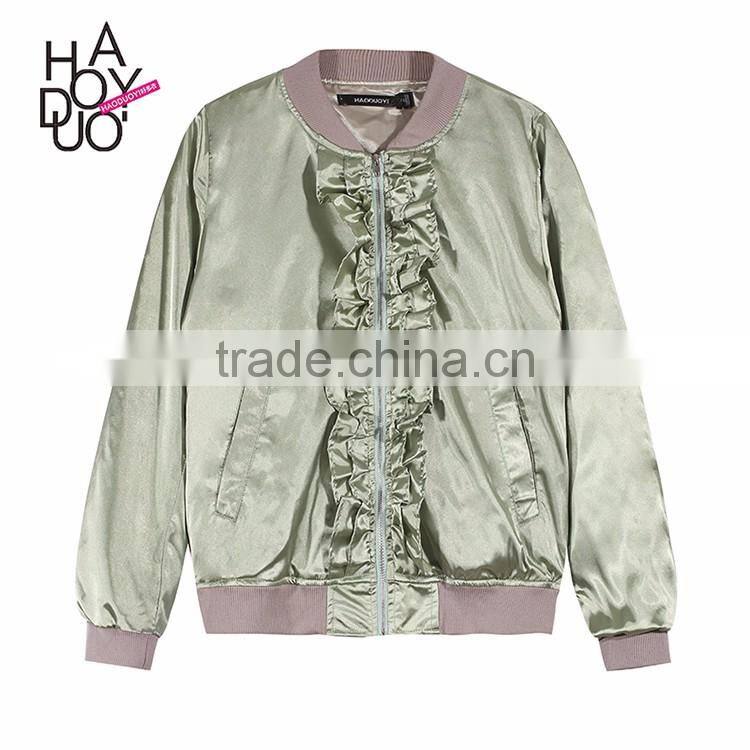 HAODUOYI Women Autumn Army Green Flower Embroidery Back Jacket for Wholesale