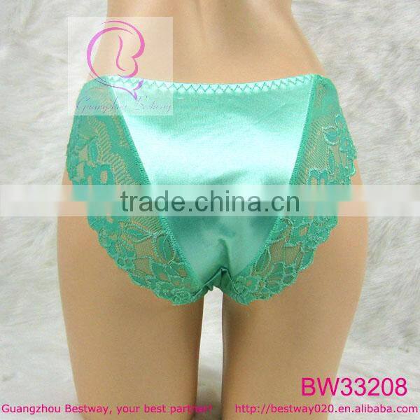 Sexy cute satin bikini panties with lace trim for young girls
