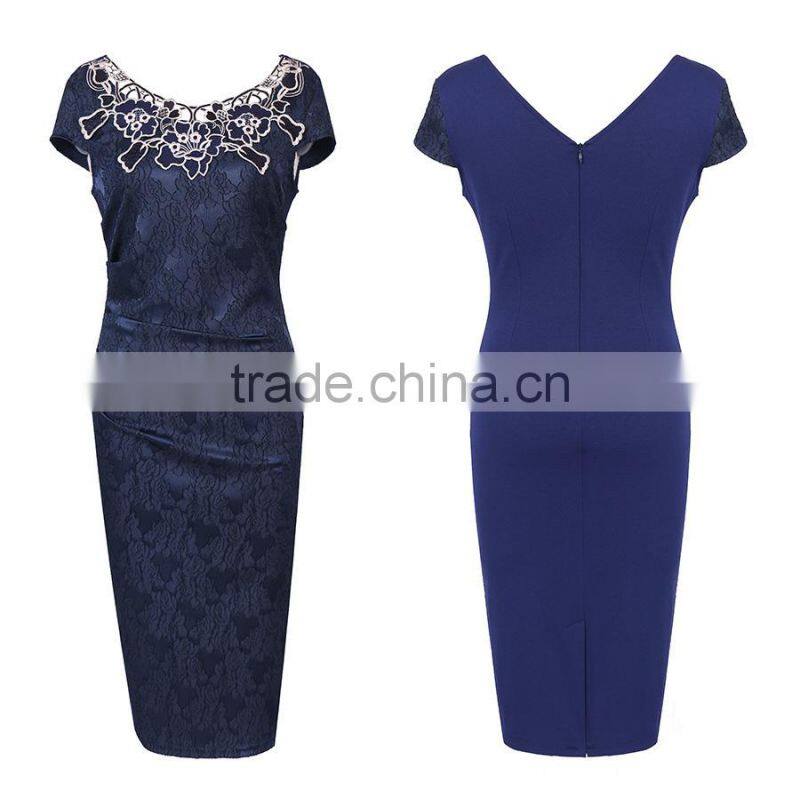 Maxnegio hot sale women fashion bodycon lace embroidery dress