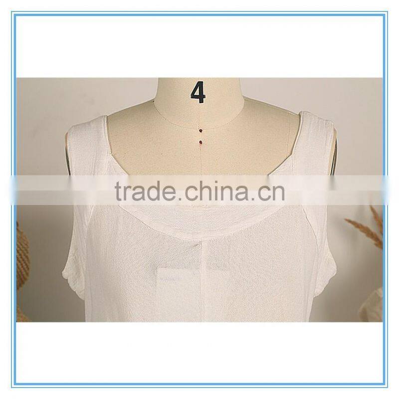 Summer Women Elegant Sleeveless Linen Cotton Asymmetrical Beach Dress