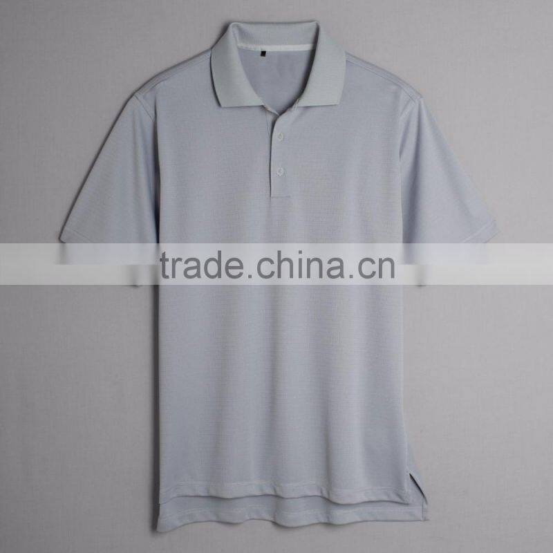 Textured 100% Polyester Company Workday Uniform Customize Brandmark Above Left Sleeve Hem Polo Open Hem Sleeves Style Mens Polo