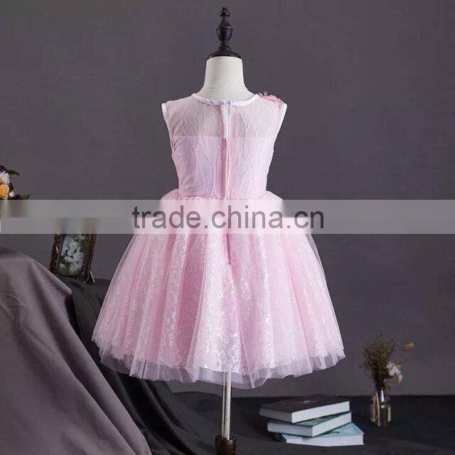 New arrival girls sexy night dress photos baby girls party wear dress Pink cotton puffy girls dress child clothes
