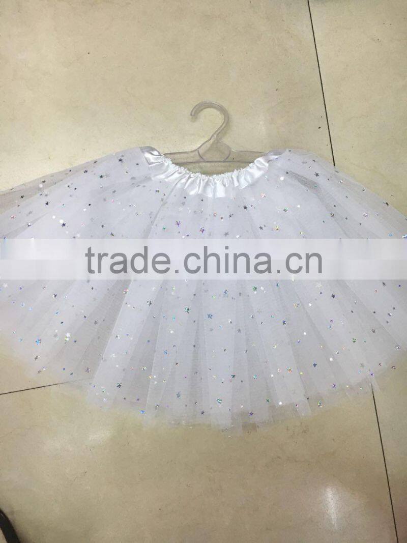 Ladies&children umbrella stylish skirt triple ruffles shining sparkle stage ballroom performance tutu skirt
