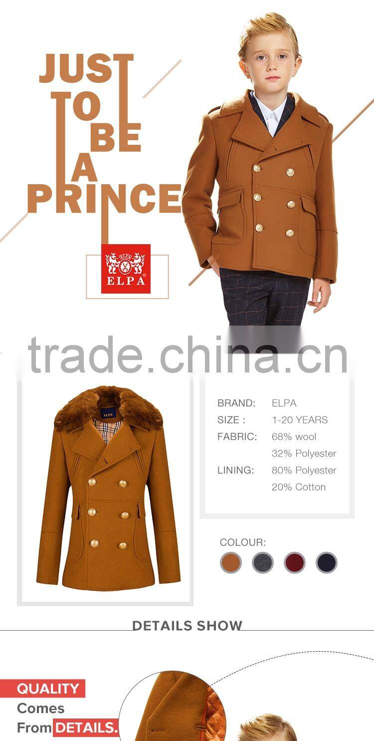 ELPA Fashion tan kid's coats warm winter wool overcoat
