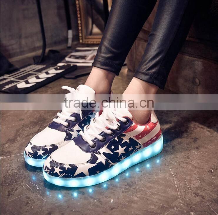 Wholesale Rechargeable Light Flashing Shoes LED Lace-up Flat Shoes