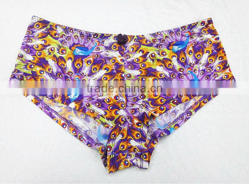 Factory wholesale splendid peacock printed luxury fancy underwear women panty sexy ladies pictures