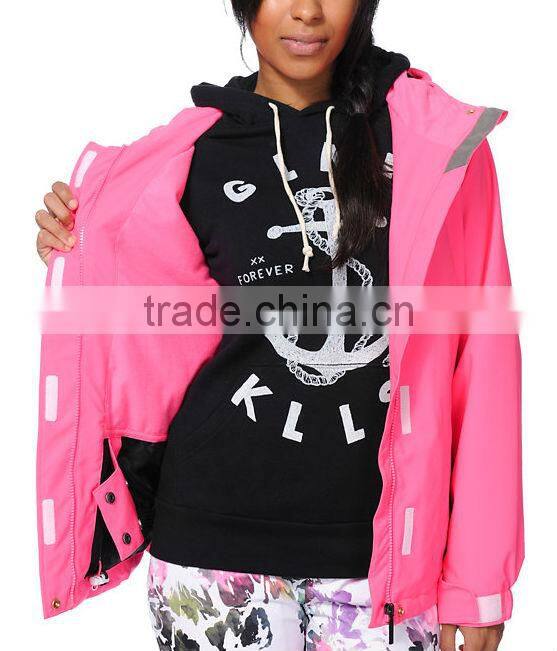 OEM Custom Girl Chassis Casual Pink Snowboard Jacket 2014