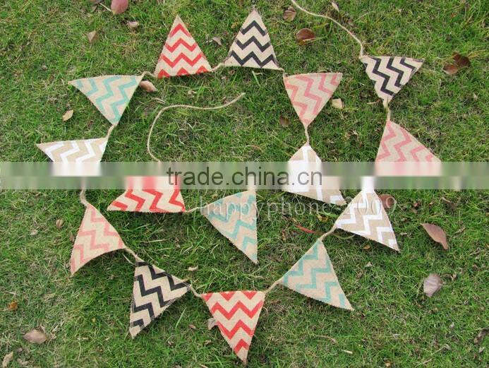3.1m Chevron Mini Natural Hessian Burlap fabric Banner Rustic Wedding Christmas Bunting