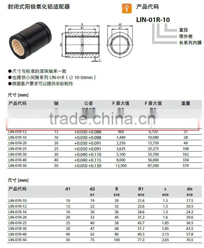 Plastic linear bearings LIN-01RT-40