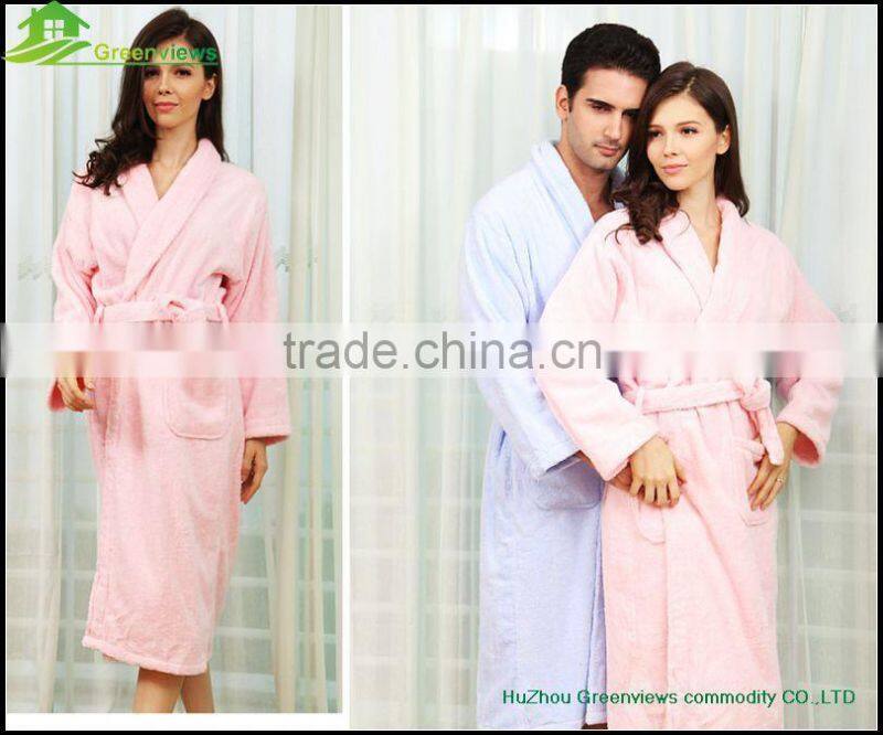 Cotton bright color bathrobe for adults velvet bathrobe for men cotton robes for women embroidered robe