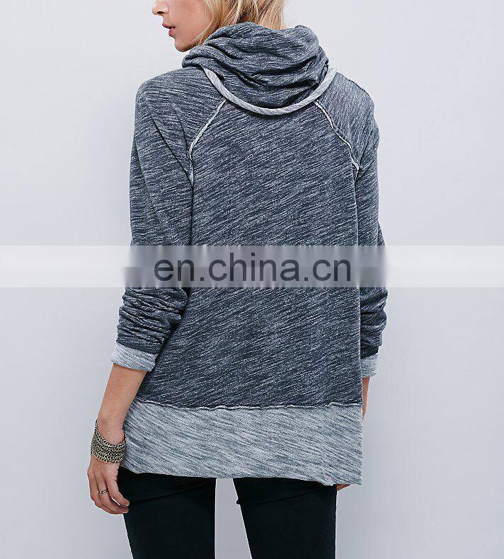 Long raglan sleeves oversized turtleneck knitted slouchy pullover