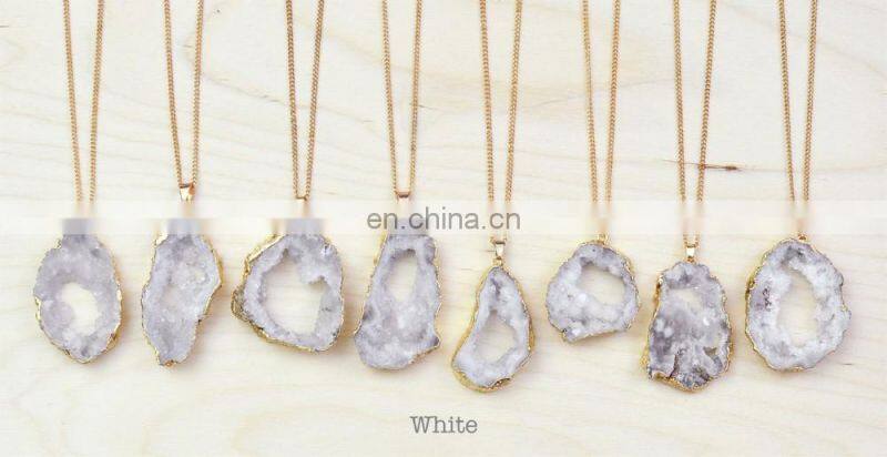 Natural Agate Stone Splice Necklaces