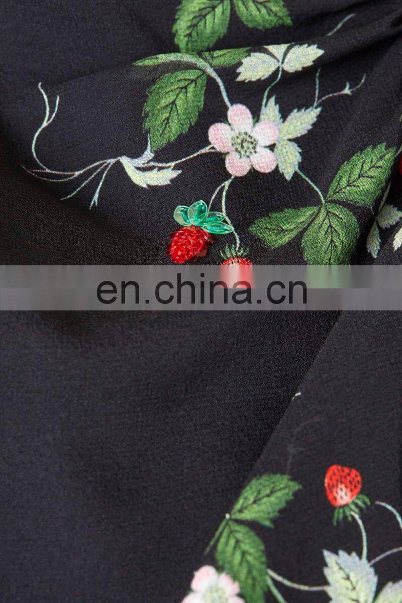 Round neck Floral printed chiffon printed dress with ruffled details