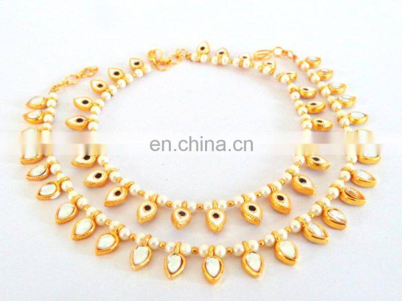 2015 fancy Anklet - Indian Gold Plated Traditional Kundan Anklet - Payal-Beautiful Design Gold Plated Kundan Anklets Wholesale