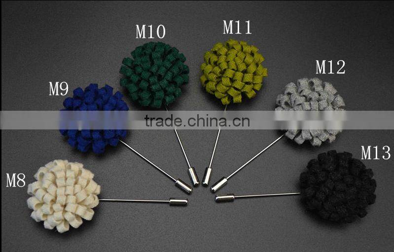 Handmade Men's Flower Lapel Pin 1.3" Wool Felt Boutonniere Stick Pin ML14