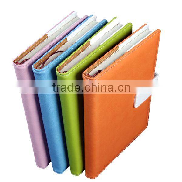 OEM stationery shiny pu notebook leather notebook with buckle Candy color leather book