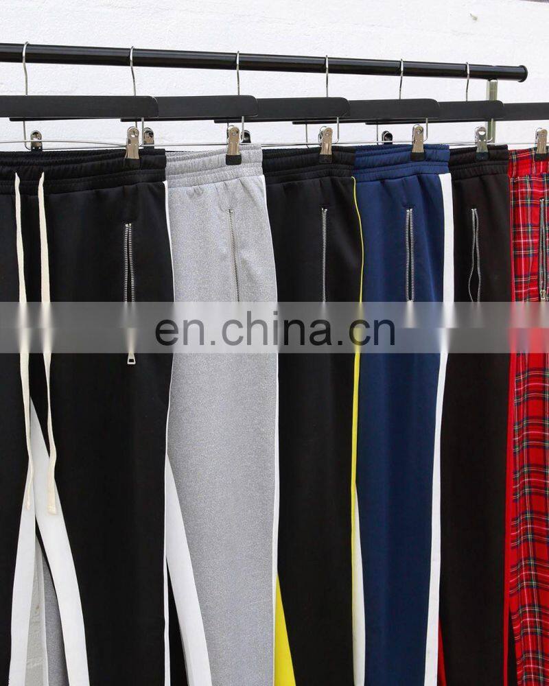 Summer drawstring trousers zipper double pocket long men's sports casual pants