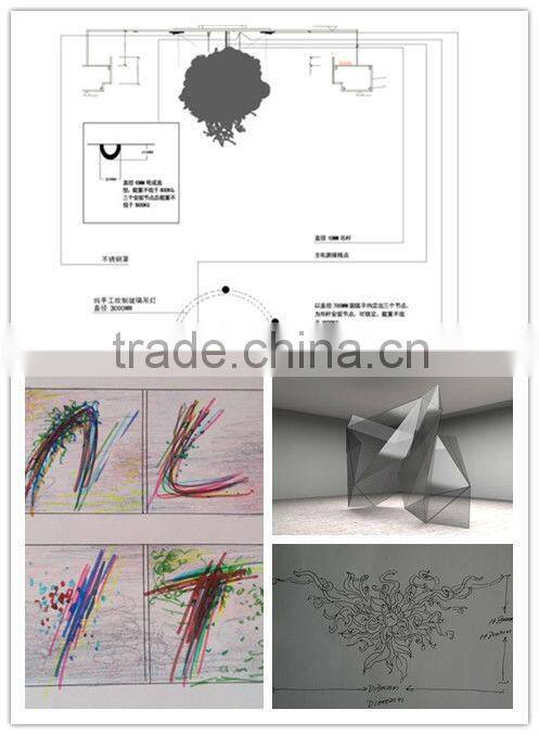 Large Meeting Room Tabletop Decorative Glass Plant Sculpture