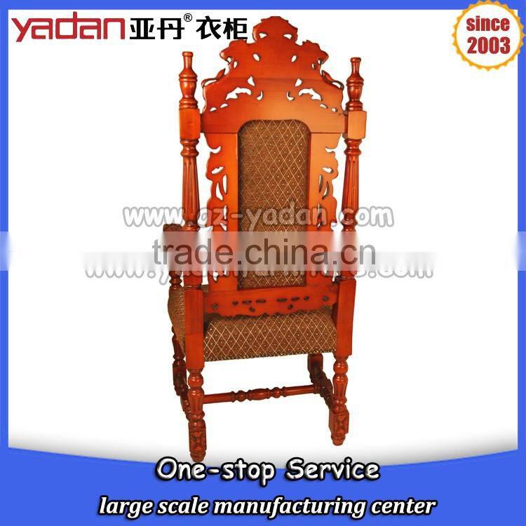 church wood frame furniture king throne chair with armrest made from China
