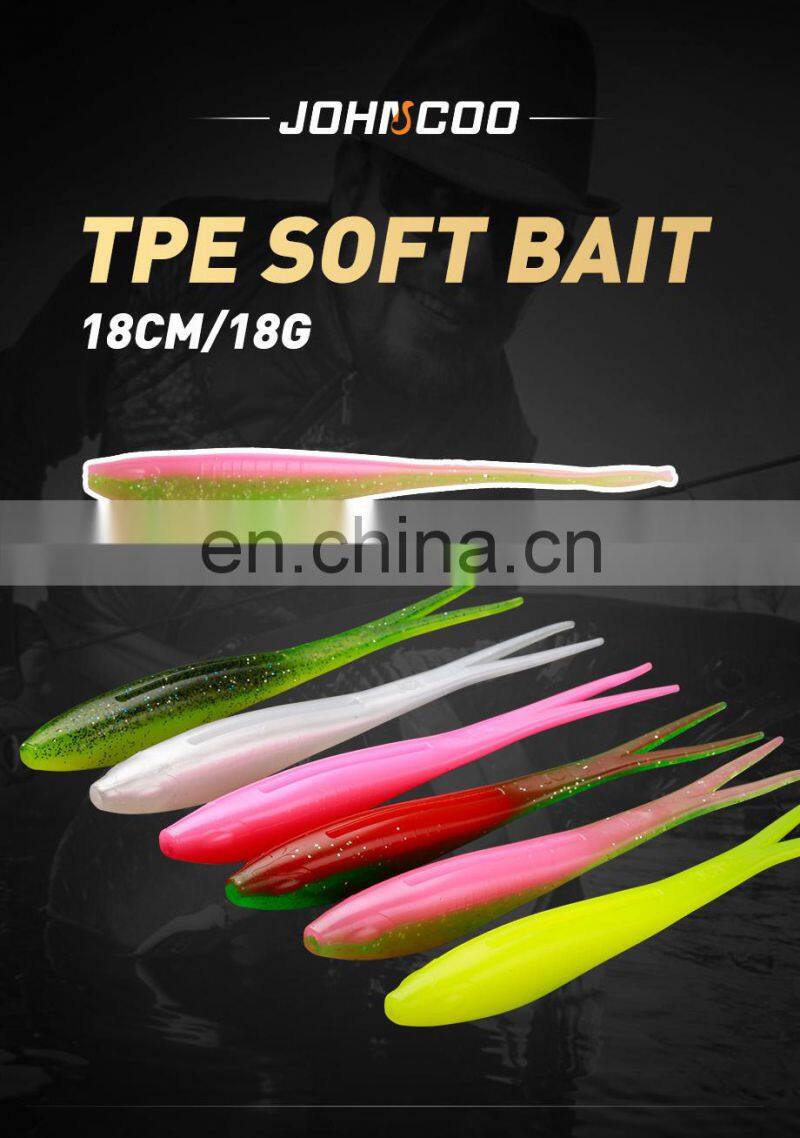 JOHNCOO 3pcs Floating TPE Soft Bait Custom Fishing Lure 180mm V-shape Split Tail Swimbait Worm Freshwater Fishing