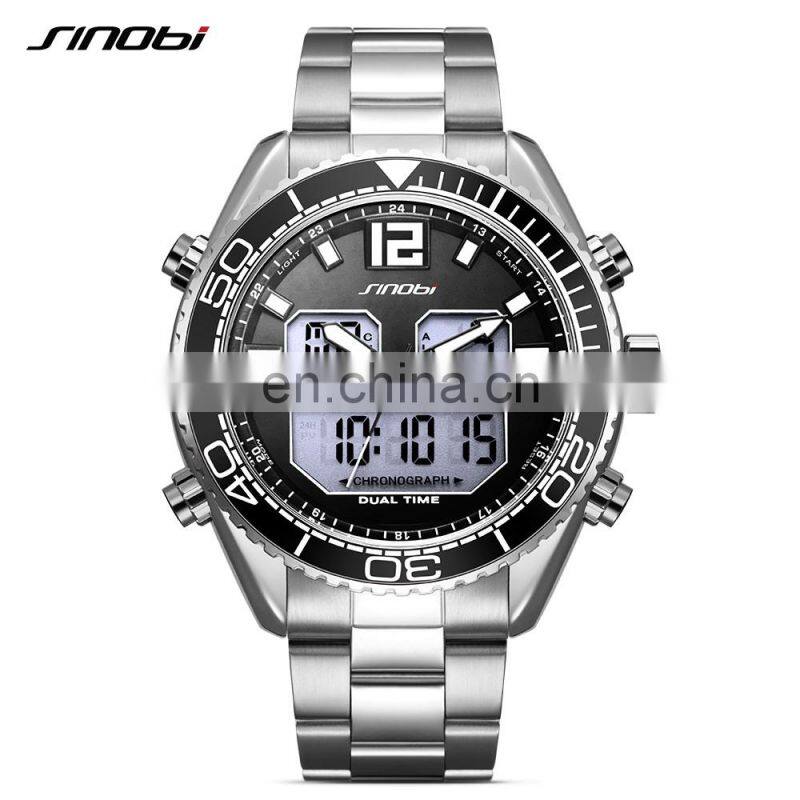 SINOBI Fashion Luxury Men Sports Digital Watch S9731G Online Dual Watch Waterproof Quartz Watches Jam Tangan Pria