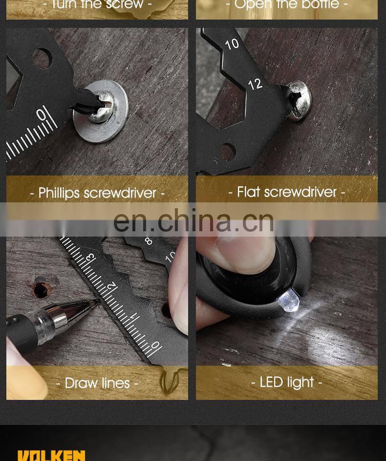 Multi-function Tool Card Camping Combination Tool Belt Light Blackened Stainless Steel Card Outdoor EDC Mini Tool