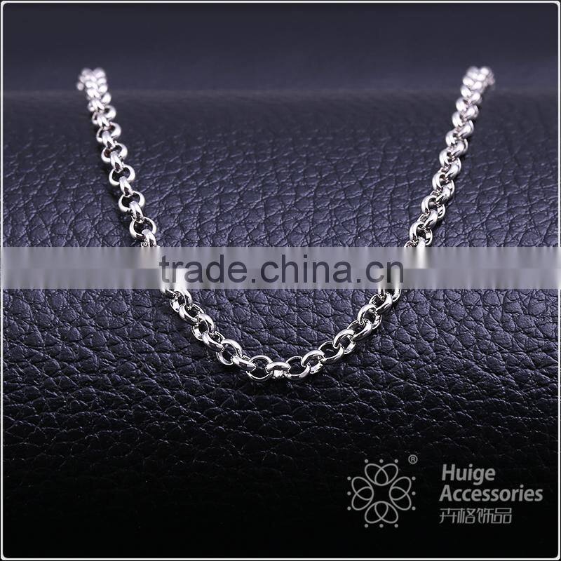 2015 wholesale fashion jewelry rhodium plated BL chain necklace