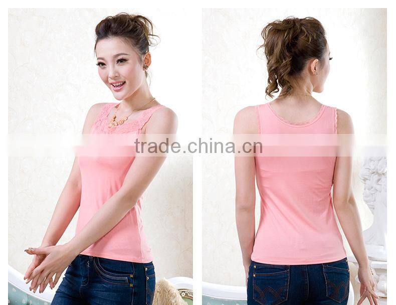2015 New Style Girls Sexy Tank Top with lace Summer Vest Bulk Buy From China