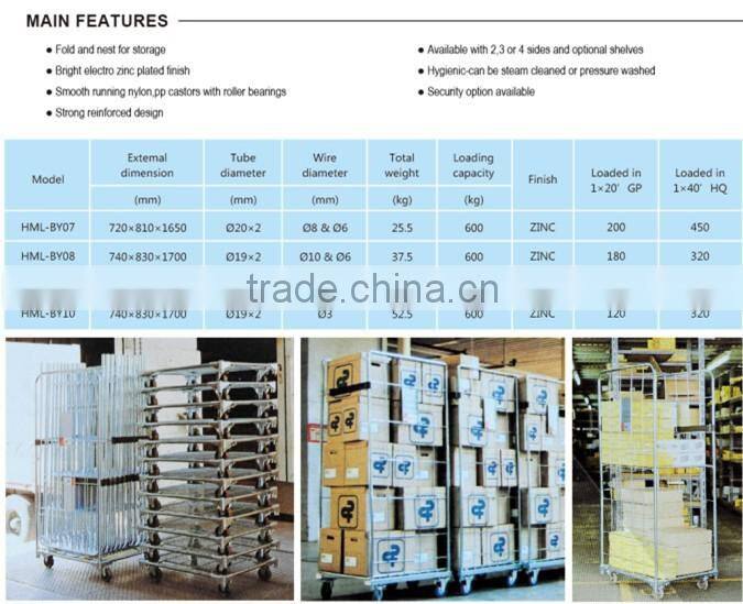 Industrial metal storage collapsible laundry cart with wheels