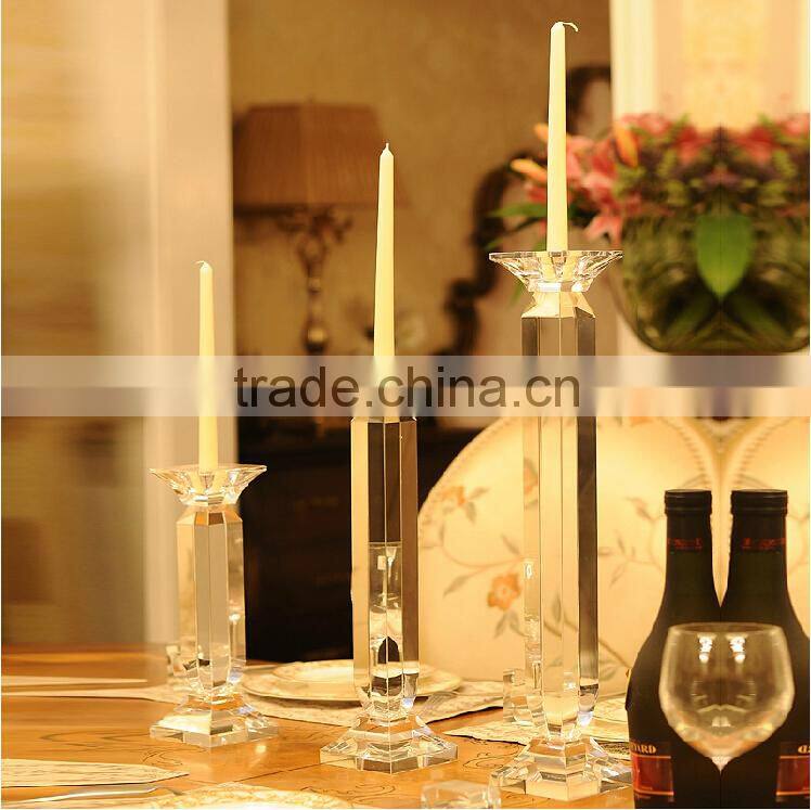 Clear crystal glass long stem candle holder for wedding centerpieces decoration