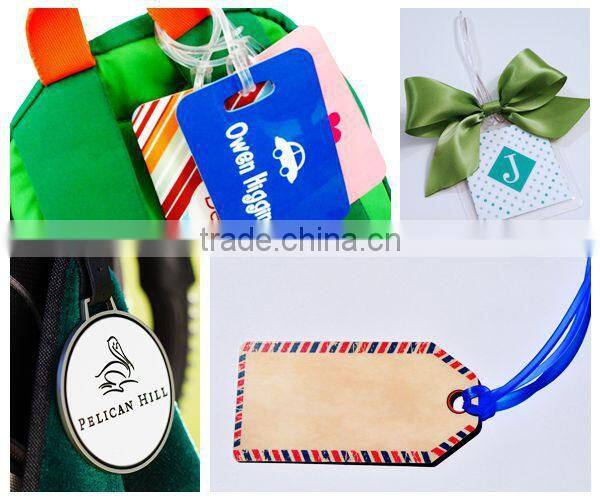 Embossed leather luggage tag