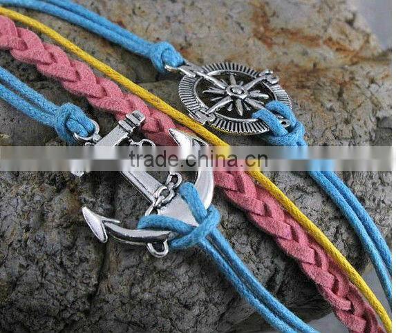 hot bracelet anchor bracelet rudder bracelet leather bracelet