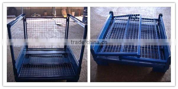 Metal steel wire mesh warehouse storage foldable pallet container