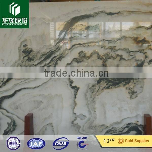 Luxury white Onyx stone landscape painting for background wall
