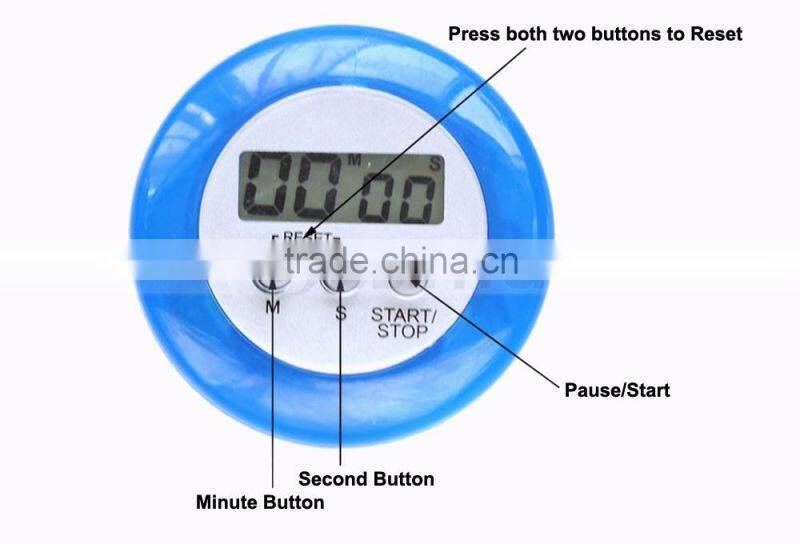 2.5 Inch 4 Digit Minute/Second LCD Round Refrigerator Countdown Timer